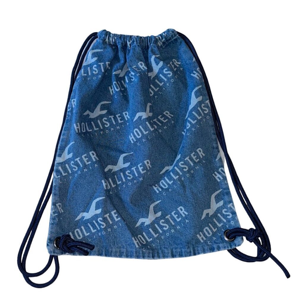 Vintage 2000s Denim Blue Hollister Drawstring Bag